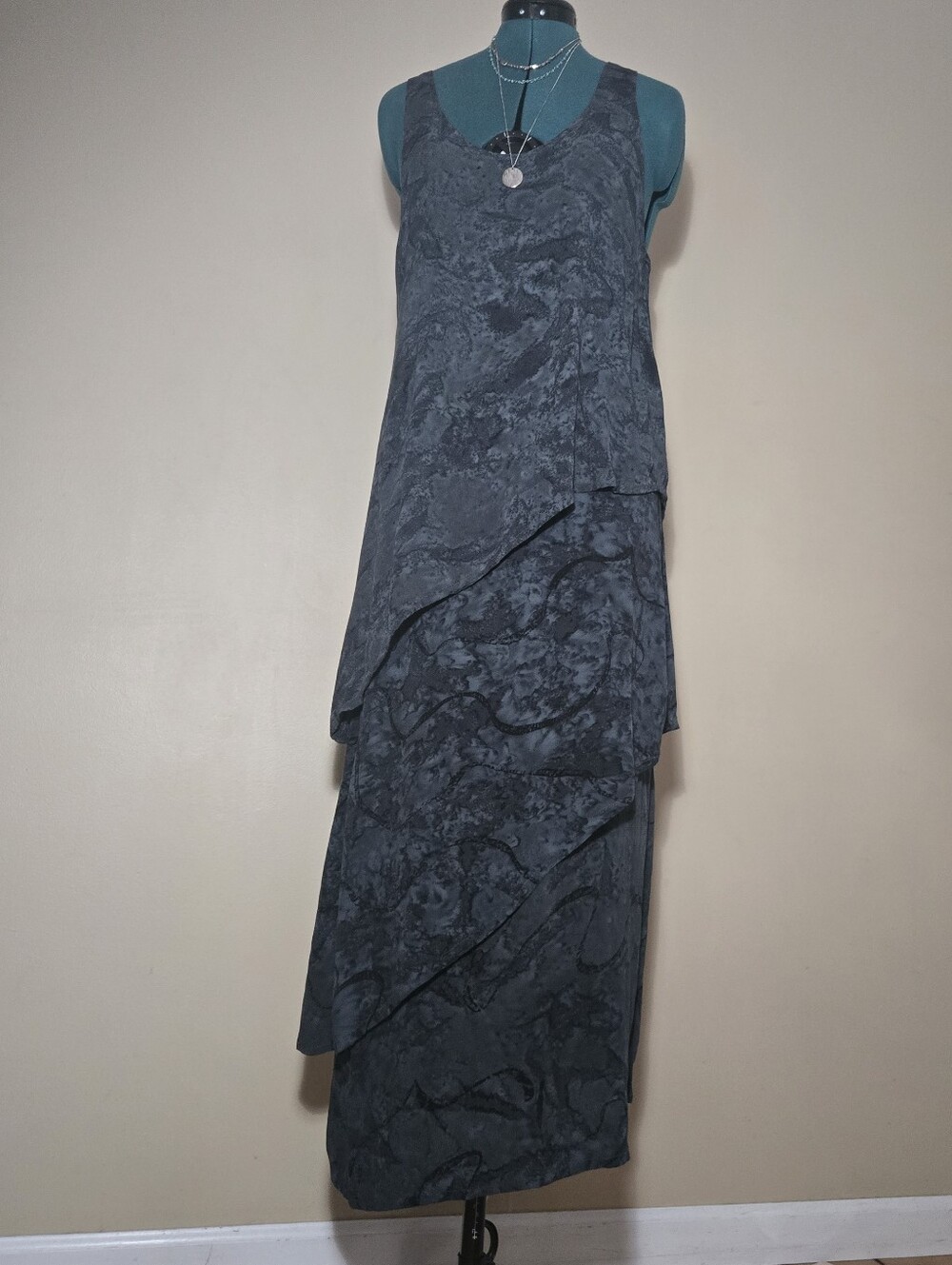 Vintage Colors Artwear Tiered Maxi Dress Burning Man Apocalyptic Boho Grunge